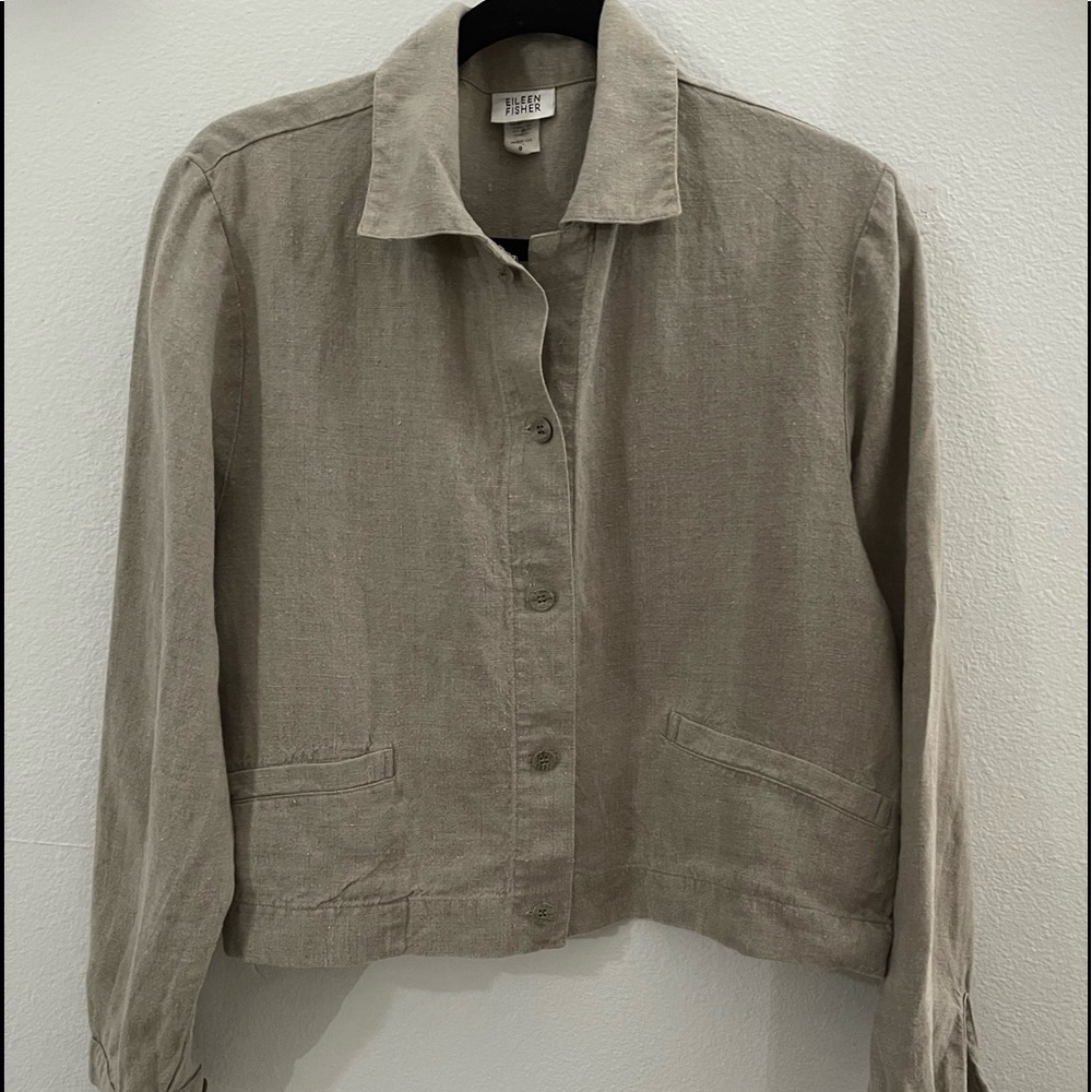 Eileen Fisher Women’s Linen Crop Blazer Jacket Size S
